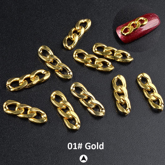 NDE030 ForLife Metal Zipper Design Metal Nail Chains 3d DIY Nail Art Decorations