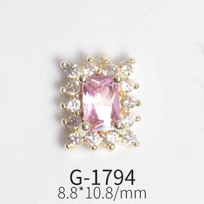 NZJ042 Colorful Zircon Gemstone Octagon Heart Diamond Alloy DIY Nail Art Charms for Nail Manicure Design