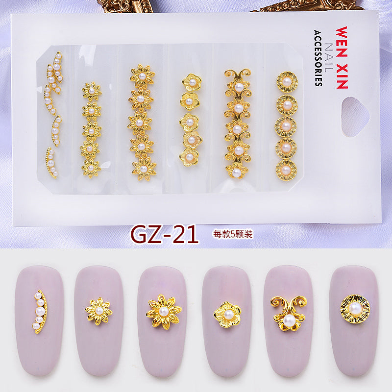 NRS007 ForLife 6 Grid Pack Flatback Nail Art Crystal Rhinestones Zircon Decorations 3d Alloy Retro Nail Accessories DIY tools
