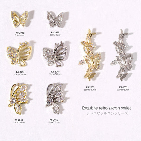 NZJ062 New luxury color retention shiny zircon rhinestone butterfly jewelry nail decoration rhinestone elk puppy decoration accessories