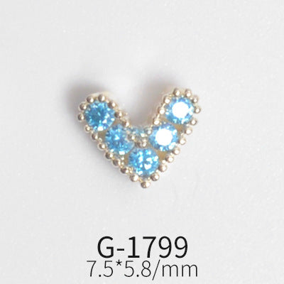 NZJ042 Colorful Zircon Gemstone Octagon Heart Diamond Alloy DIY Nail Art Charms for Nail Manicure Design