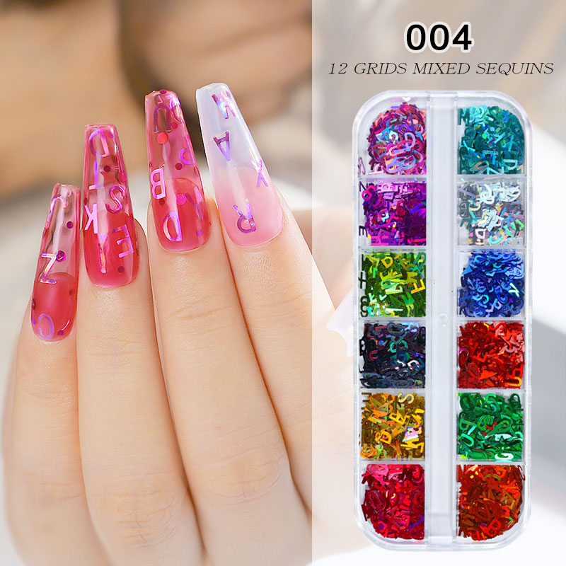 NDE035 ForLife Heart Shape Nail Glitter laser Sequins 3D Nail Art Decorations Flakes Tips 12 Color DIY Manicure sequins