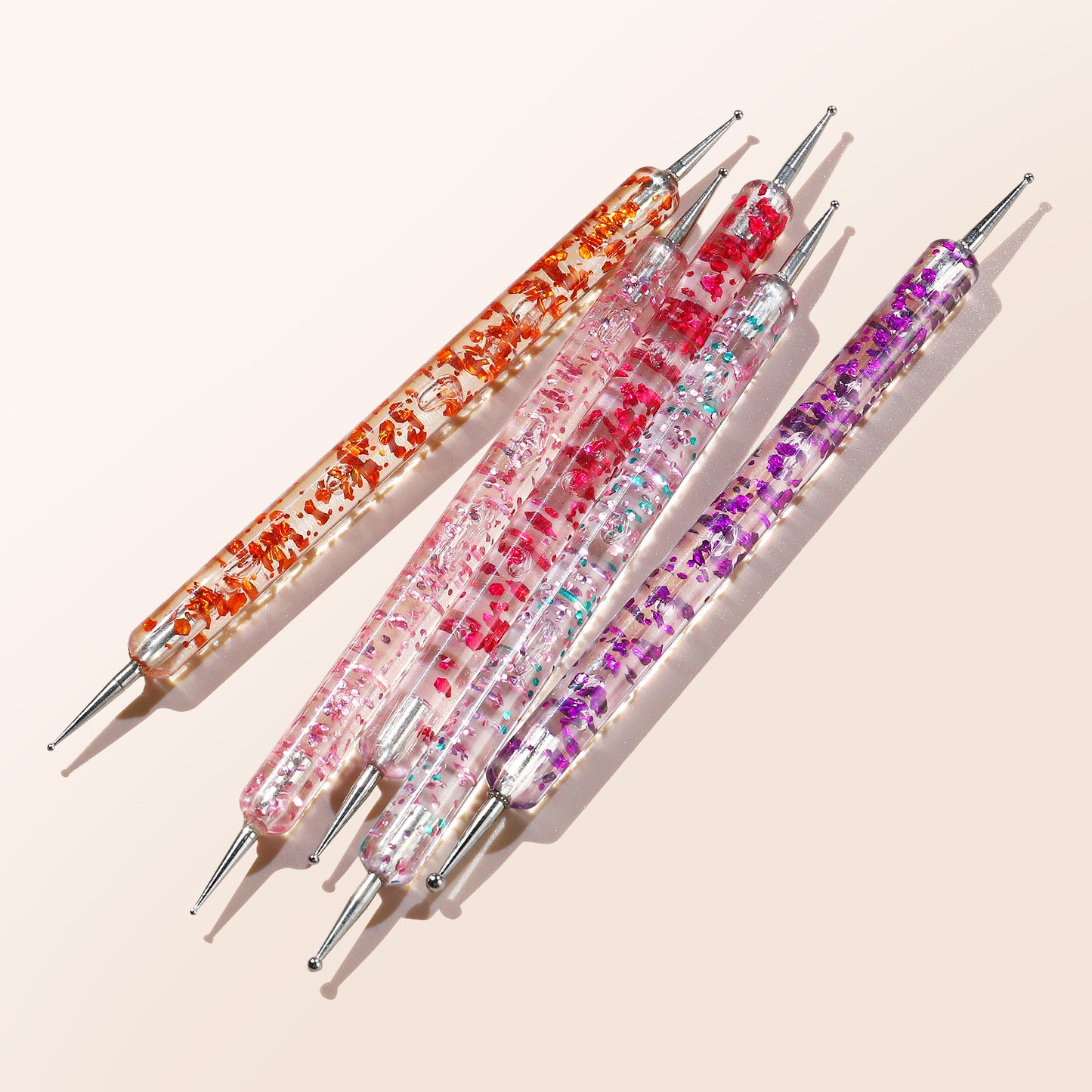 NBR038  20pcs Sequins Crystal Nail Brush Set Acrylic Handle Nylon Hair Carved Line Nail Art Painting Pen Nail Dotting Pen Set