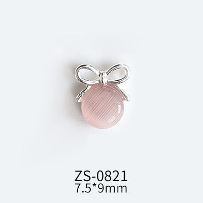 NZJ047 Lollipop Design 3D Nail Art Charms Heart Shaped Cat's Eye Stone Design Manicure Jewelry For Nail Art Decoration