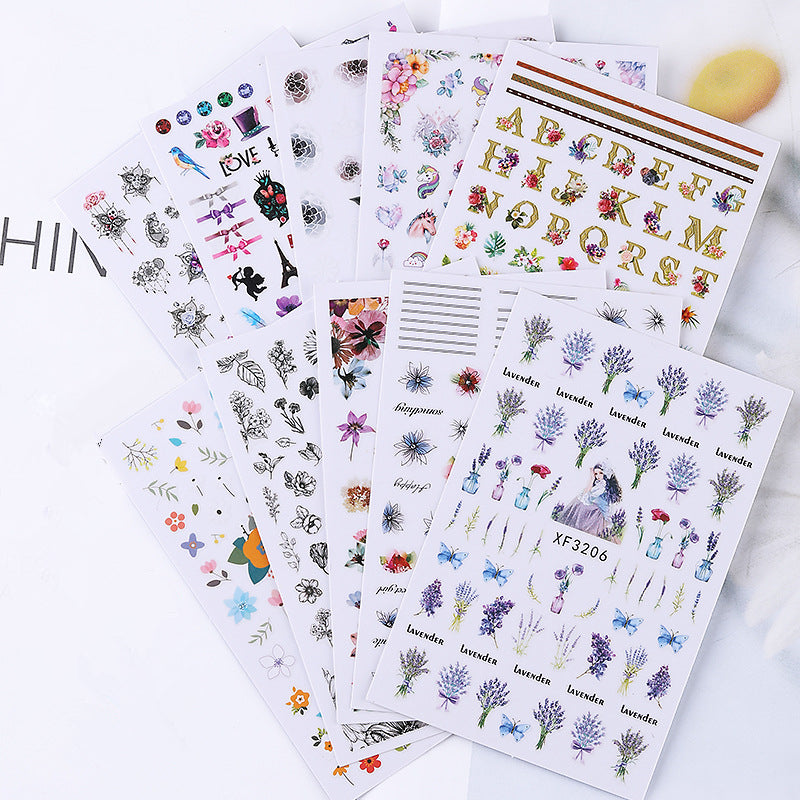 NS5D026  ForLife 3D Nail Sticker Summer Flower Flamingo Design Stickers for Nails Adhesive DIY Manicure Slider Nail Sliders