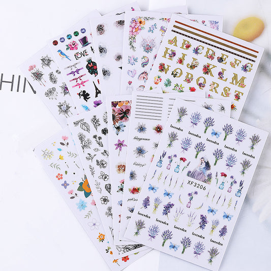 NS5D026  ForLife 3D Nail Sticker Summer Flower Flamingo Design Stickers for Nails Adhesive DIY Manicure Slider Nail Sliders