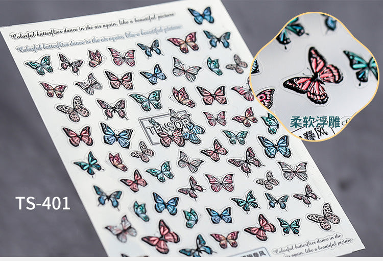 NS5D001 New Summer Nail Leave 5D Nail Sticker Adhesive Decal Summer Drinking Fruit Slider Laser Nail Art Decoration Manicure Wrap 3D