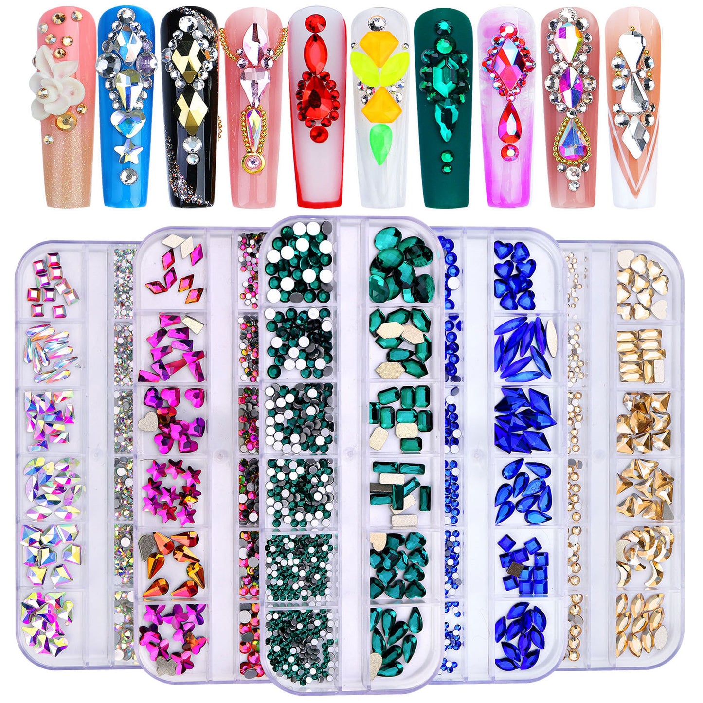 NRS027 ForLife Flat Bottom Glass Nail Rhinestones Decorations Crystal 3d Nail Art Accessories Shaped rhinestones