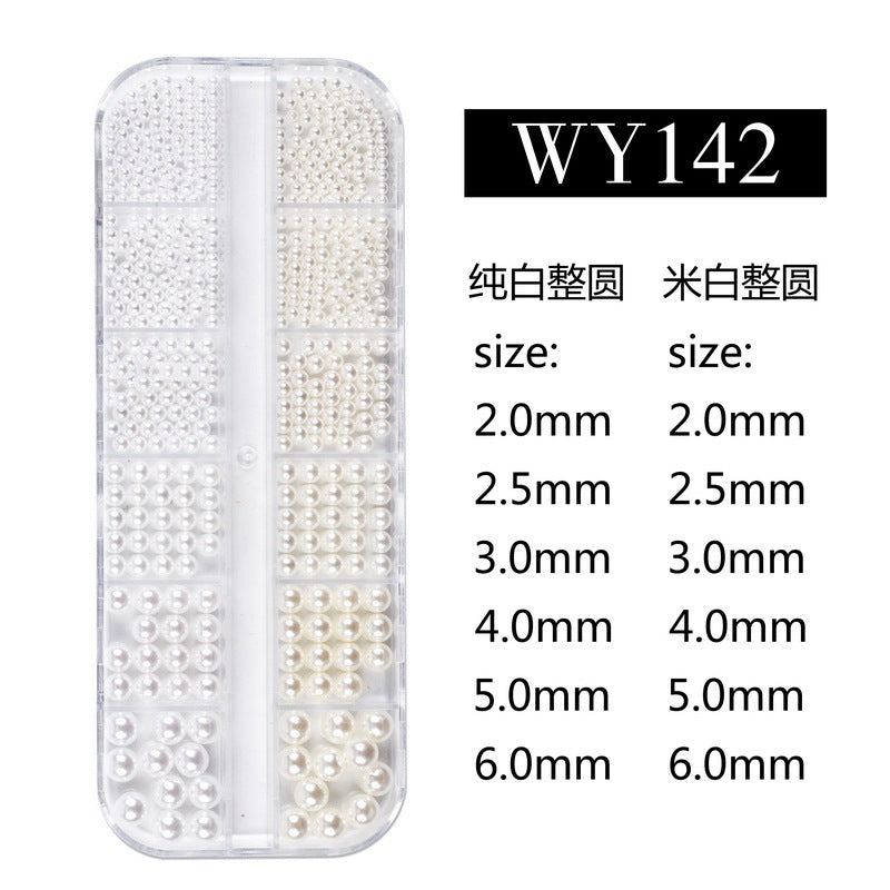 NDE006 ForLife Mixed Pearl Ornaments Rice White Pure White Illusion Color Flat Bottom Round Nails UV Gel 3d Nail Art Decoration