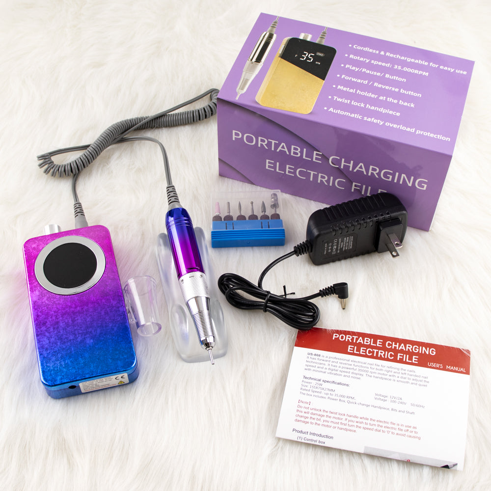 FNDM015 Electric Nail Drill 35.000 RPM Portable Nail Supplies Rechargeable Nail Drill Polish Remover Machine Accept Customize Logo