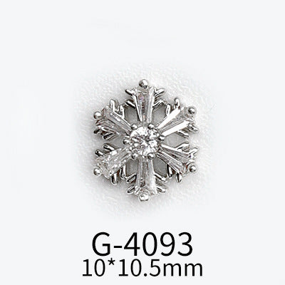 NZJ040 Christmas Nail Art Zircon Charms 3D Snowflake Nail Glitter Sticker Supplies Accessories Shiny Xtmas Nail Rhinestones Jewelry