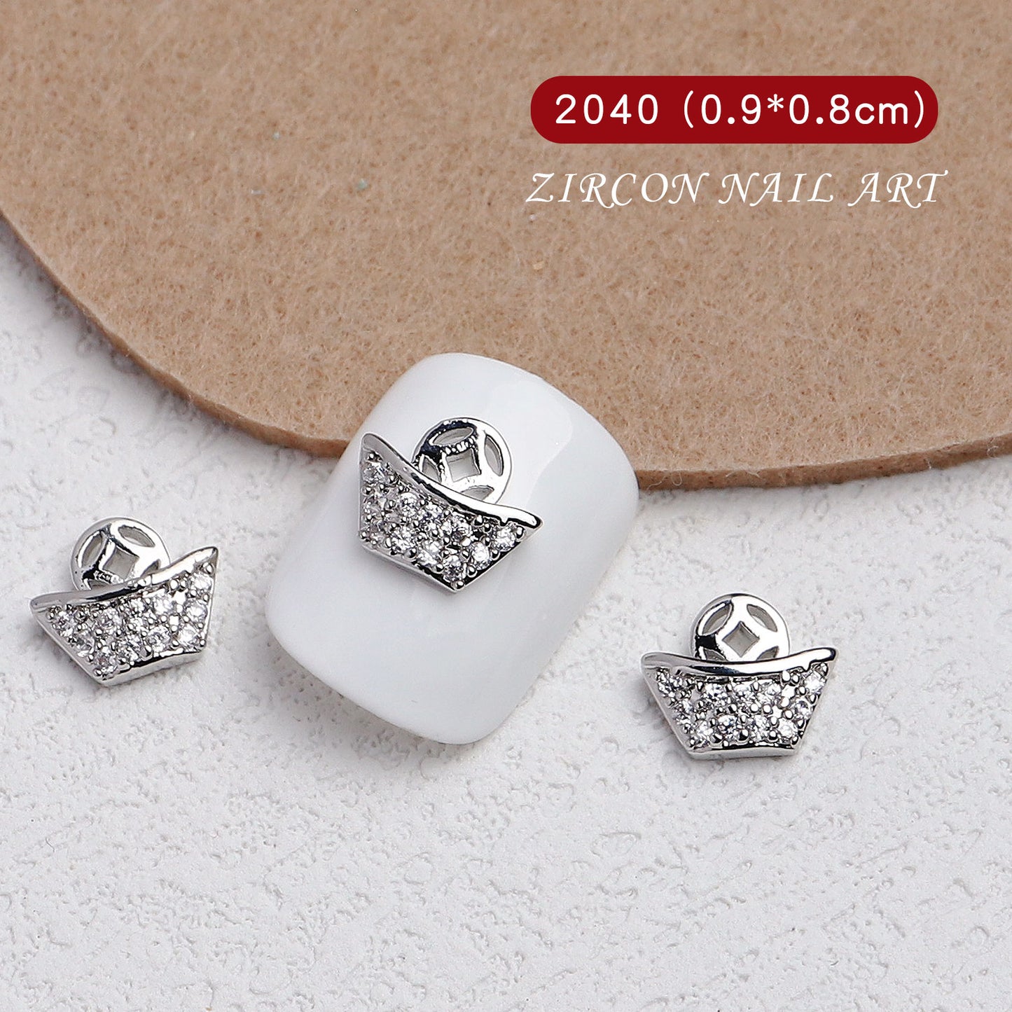 NZJ055 Nail Art Tiger Year Jewelry New Year Rhinestone Super Flash Zircon Rich Fortune Lucky Cat Nail Decoration