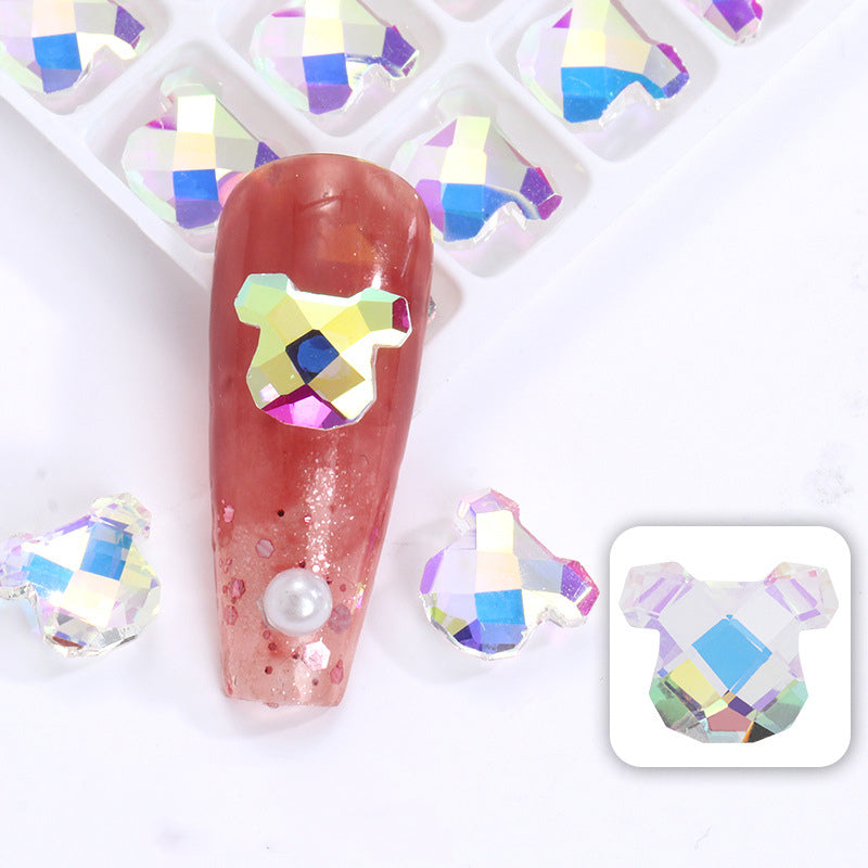Nail Art Zircon Smart Bear Beating Preserving 3D Nail Jewelry Bear Christmas series 3D fancy shaped crystal stone pointback