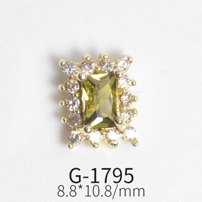 NZJ042 Colorful Zircon Gemstone Octagon Heart Diamond Alloy DIY Nail Art Charms for Nail Manicure Design