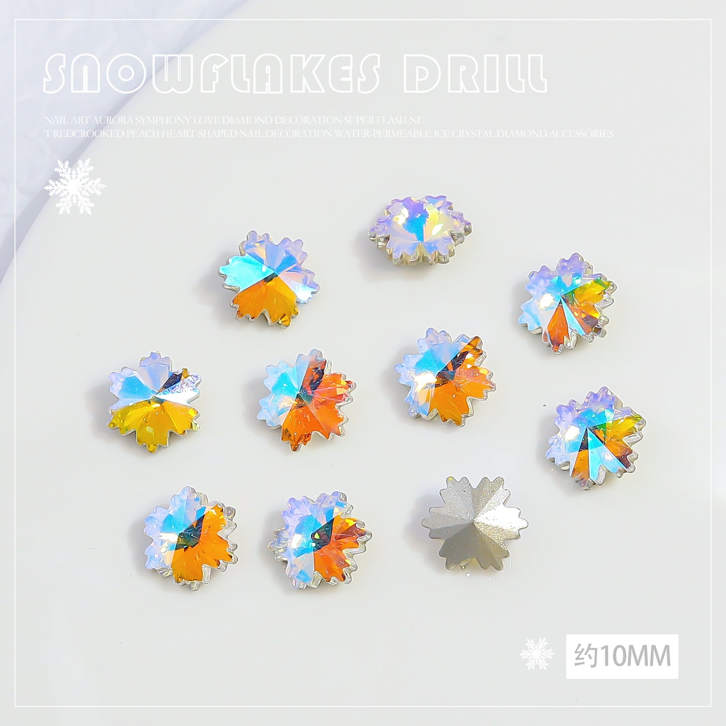 NZJ032 K9 snowflake point bottom nail enhancement diamond luxury glass crystal shaped diamond DIY nail jewelry wholesale