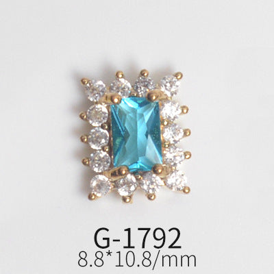 NZJ042 Colorful Zircon Gemstone Octagon Heart Diamond Alloy DIY Nail Art Charms for Nail Manicure Design
