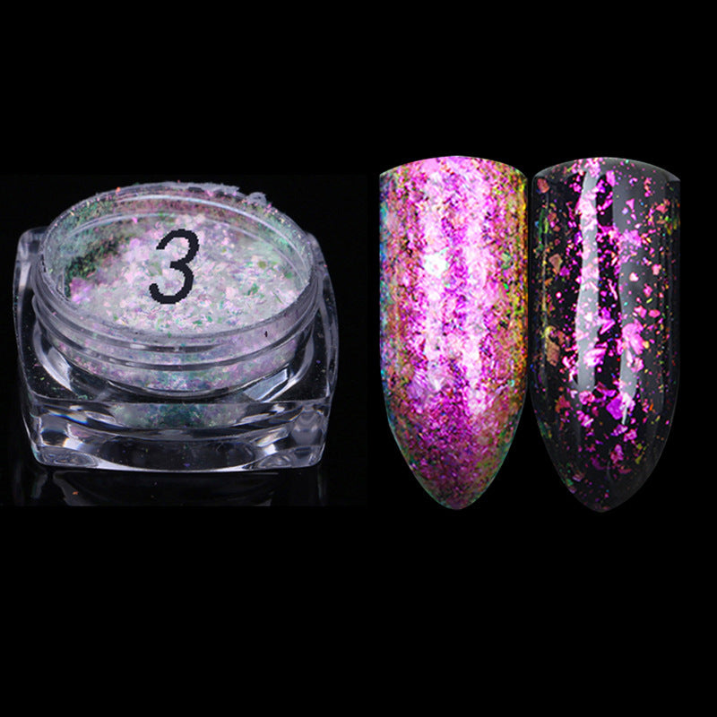 FNP054 12 Colors Magic Mirror Acrylic Powder Nail Art Laser Colorful Transparent Powder Nail Art Decoration