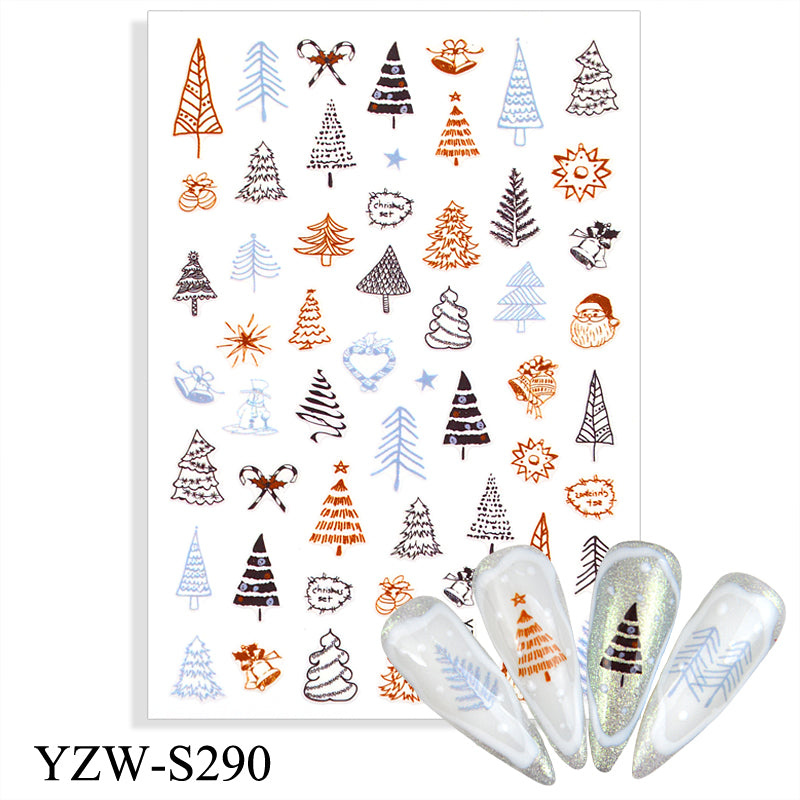 NS5D007  1pcs Christmas Winter Nail Sticker Robin Snow Flower New Year Halloween 3D Decals Nail Art Design Decor Accessories