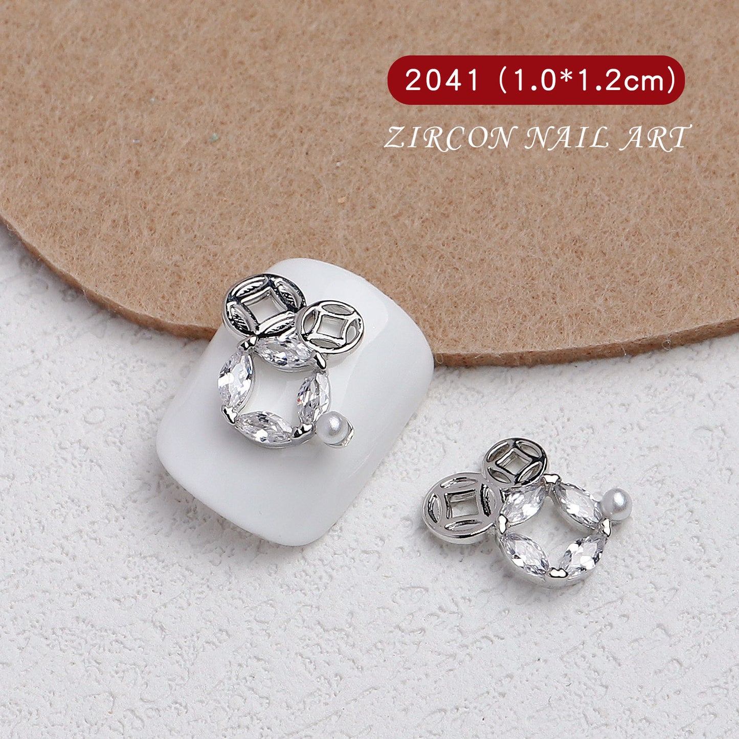 NZJ055 Nail Art Tiger Year Jewelry New Year Rhinestone Super Flash Zircon Rich Fortune Lucky Cat Nail Decoration