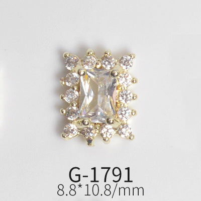 NZJ042 Colorful Zircon Gemstone Octagon Heart Diamond Alloy DIY Nail Art Charms for Nail Manicure Design