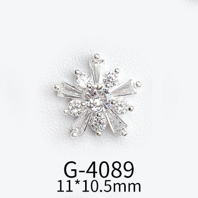 NZJ040 Christmas Nail Art Zircon Charms 3D Snowflake Nail Glitter Sticker Supplies Accessories Shiny Xtmas Nail Rhinestones Jewelry