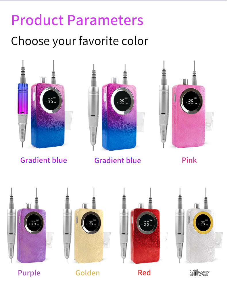 FNDM015 Electric Nail Drill 35.000 RPM Portable Nail Supplies Rechargeable Nail Drill Polish Remover Machine Accept Customize Logo