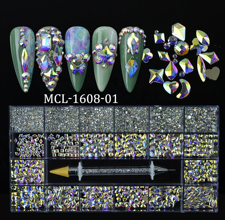 NRB010 New green shiny rhinestones Flat Bottom Glass nail rhinestone art decoration rhinestones