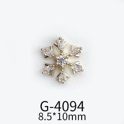 NZJ040 Christmas Nail Art Zircon Charms 3D Snowflake Nail Glitter Sticker Supplies Accessories Shiny Xtmas Nail Rhinestones Jewelry