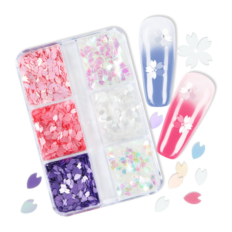 NDE065 Newest Flower Steel Ball Nail Art Accessories Ultra Thin Cherry Blossom Petals Sequins
