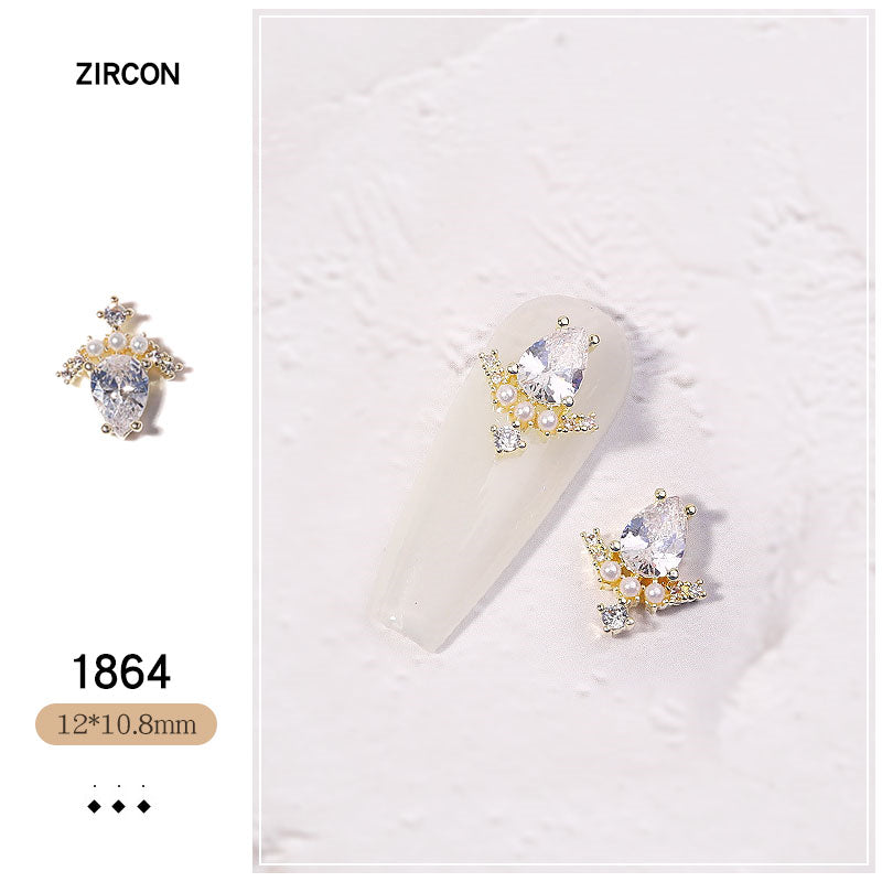 NZJ052 New Luxury Zircon Crystal Rhinestones For Nails Alloy Gold Nail Art Decorations Fashion Jewelry Ornaments