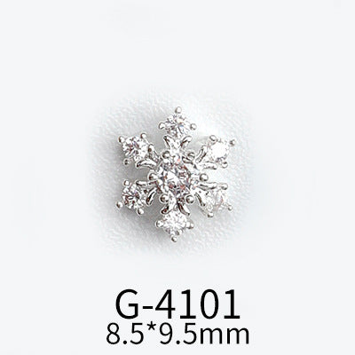 NZJ040 Christmas Nail Art Zircon Charms 3D Snowflake Nail Glitter Sticker Supplies Accessories Shiny Xtmas Nail Rhinestones Jewelry