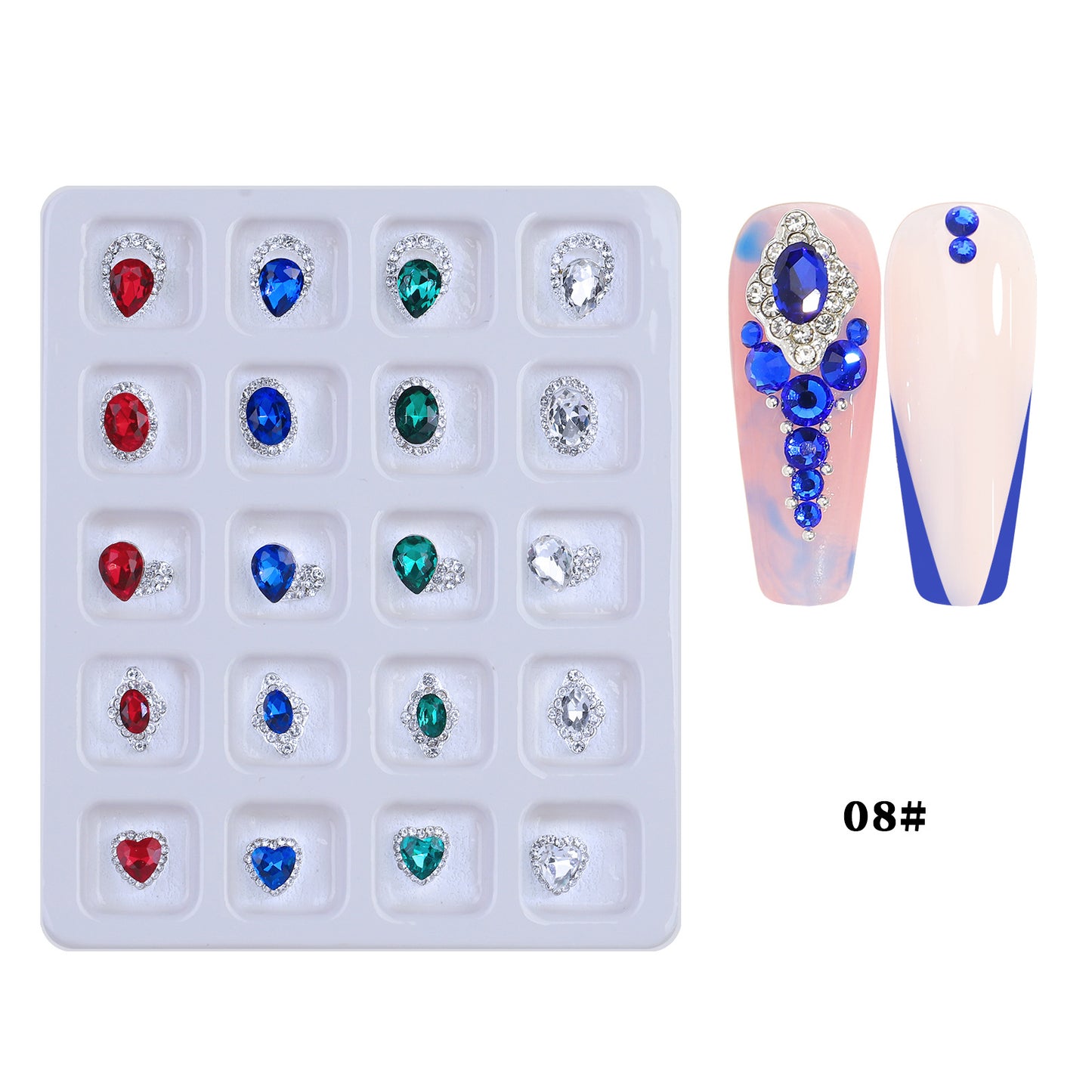NZJ017 20pcs Blister Packaging Nail Art Rhinestone Alloy Inlaid Love Butterfly Nail Art Jewelry