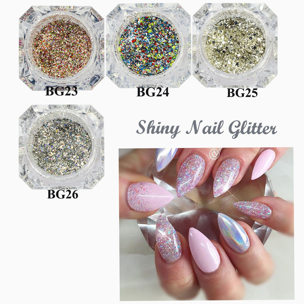 FNP006 Hot nail enhancement platinum glitter gold foil gold powder laser color change DIY nail sequins