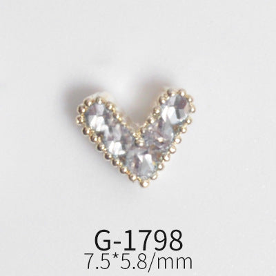NZJ042 Colorful Zircon Gemstone Octagon Heart Diamond Alloy DIY Nail Art Charms for Nail Manicure Design