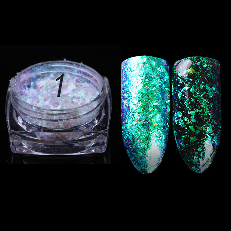 FNP054 12 Colors Magic Mirror Acrylic Powder Nail Art Laser Colorful Transparent Powder Nail Art Decoration