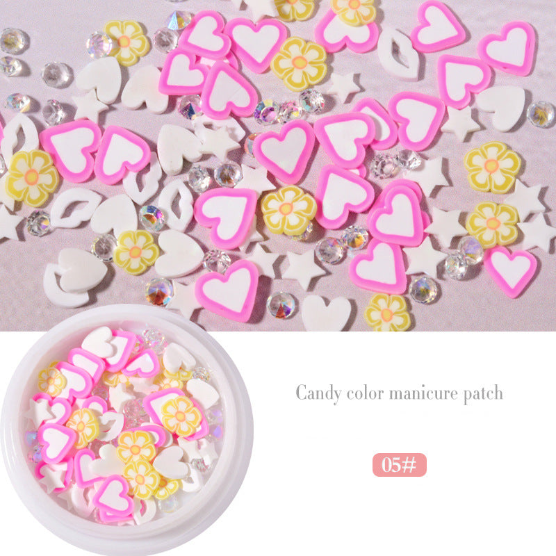 NDE046 New summer love soft rubber bow patch soft plastic sequins rhinestone nail decoration mixed set of accessories
