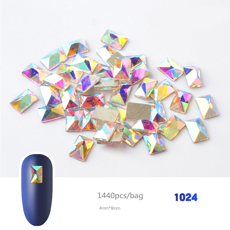 NRS019 Crystal AB 3D Nail Art Rhinestones Gem 1440pcs/bag Flatback Stones DIY Decorations Manicure Diamond Jewelry Different Shapes