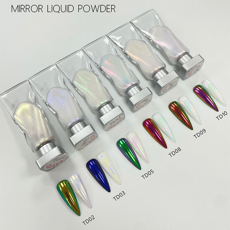 FNP017 Flta tube wholesale 7 colors magic mirror liquid powder for art nails pigment