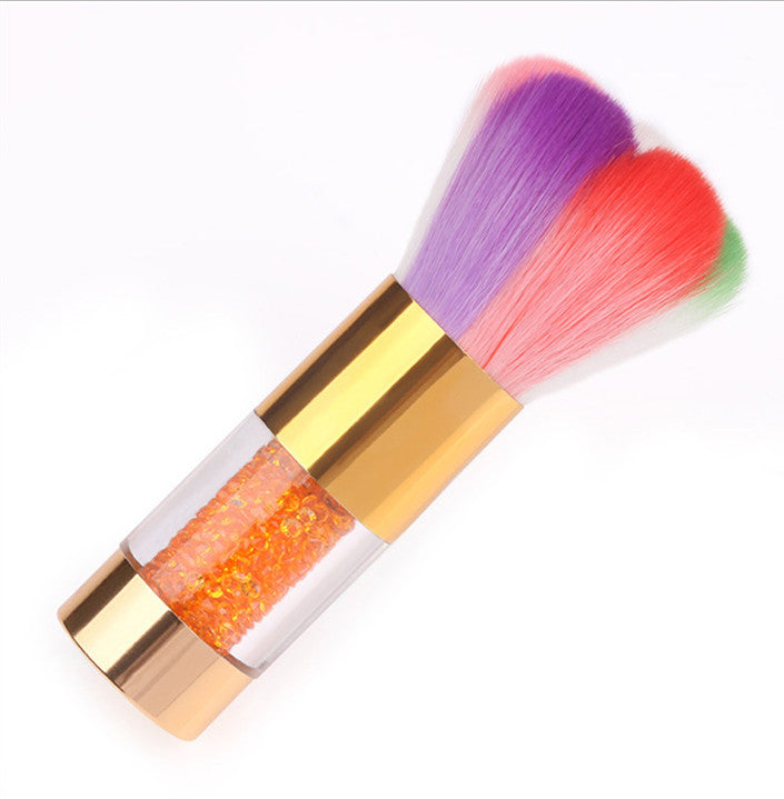 NBR020  ForLife Soft Nail Dust Remover Rainbow Brush Color Petal Handle UV Nail Cleaner Brushes Makeup Brush Manicure Tool