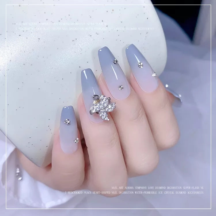 NZJ033 Boutique Nail Arts Windmill Zircon Nail Charms Rotatable Rotary Drill Spinner Women Beauty Finger Nail Sticker Fashion Jewelry