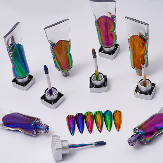 FNP019 Flat tube wholesale 5 colors nail art liquid magic mirror powder used for nail decoration