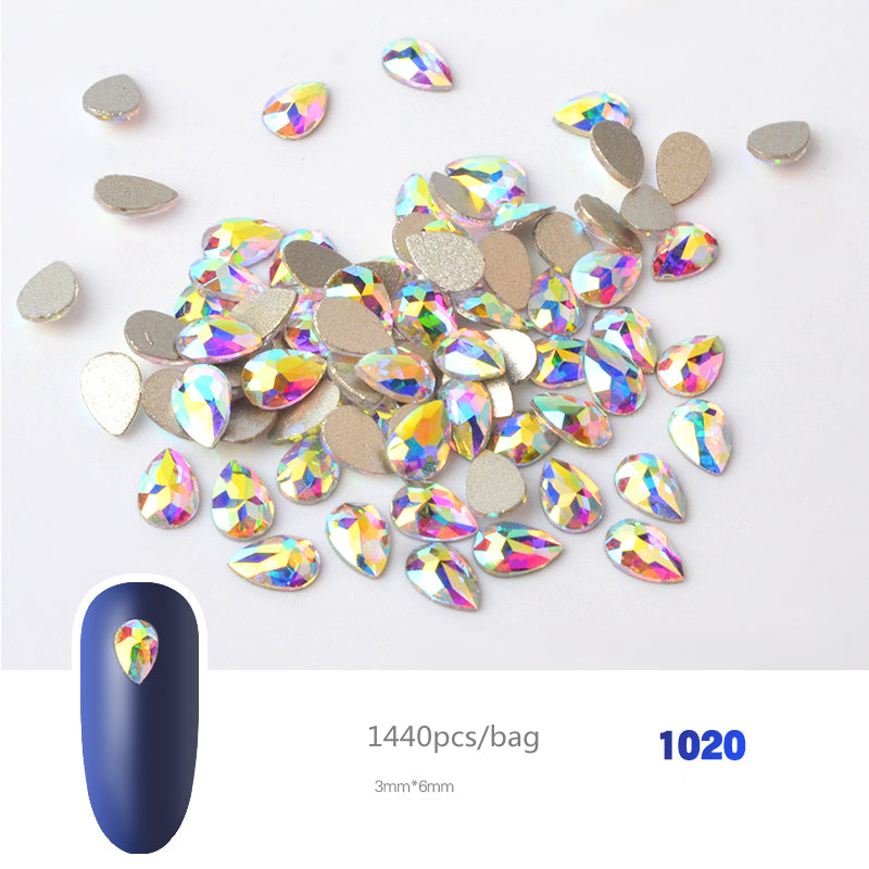 NRS019 Crystal AB 3D Nail Art Rhinestones Gem 1440pcs/bag Flatback Stones DIY Decorations Manicure Diamond Jewelry Different Shapes