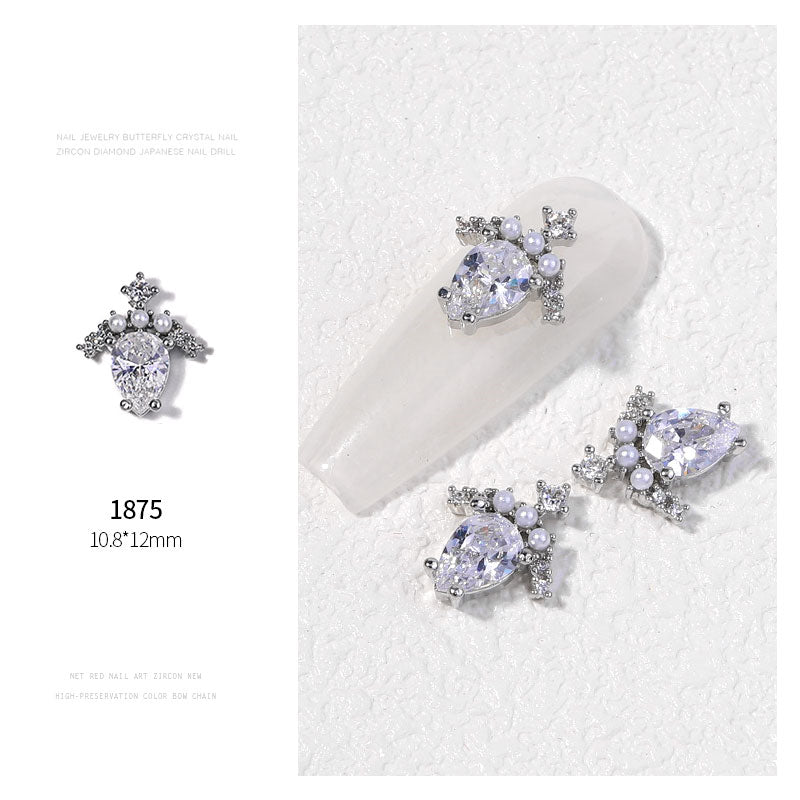 NZJ052 New Luxury Zircon Crystal Rhinestones For Nails Alloy Gold Nail Art Decorations Fashion Jewelry Ornaments