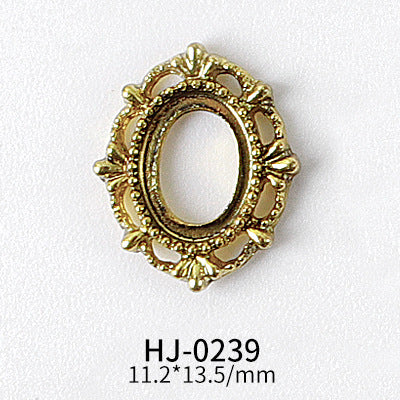 NZJ044 Gold Heart Rectangle Waterdrop Metal Frame with Rainbow Shell Nail Alloy Art Charms Deco Nail Stickers Decals Tools