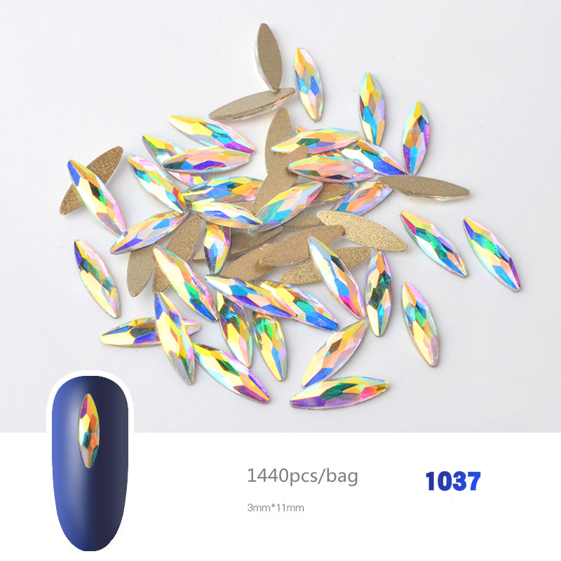 NRS019 Crystal AB 3D Nail Art Rhinestones Gem 1440pcs/bag Flatback Stones DIY Decorations Manicure Diamond Jewelry Different Shapes