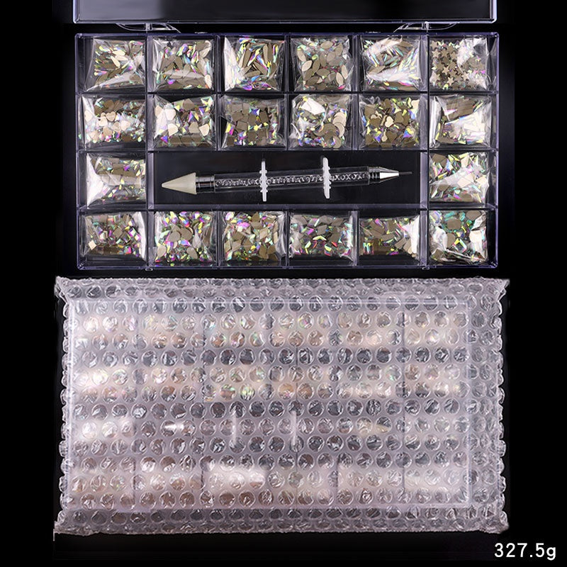 NRB016 Crystal AB Rainbow Nail Art Mix Shape Fancy Shaped In Box Flat Bottom Glass nail rhinestone art decoration rhinestones