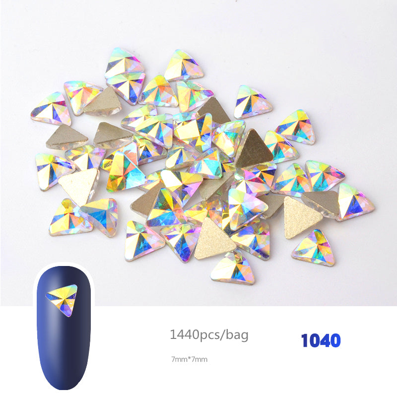 NRS019 Crystal AB 3D Nail Art Rhinestones Gem 1440pcs/bag Flatback Stones DIY Decorations Manicure Diamond Jewelry Different Shapes
