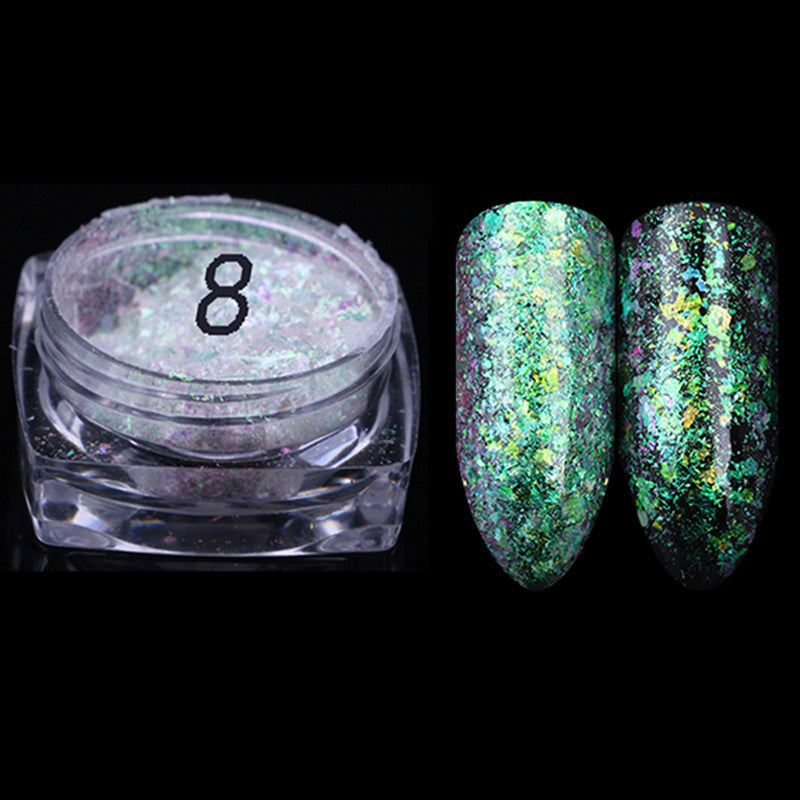 FNP054 12 Colors Magic Mirror Acrylic Powder Nail Art Laser Colorful Transparent Powder Nail Art Decoration