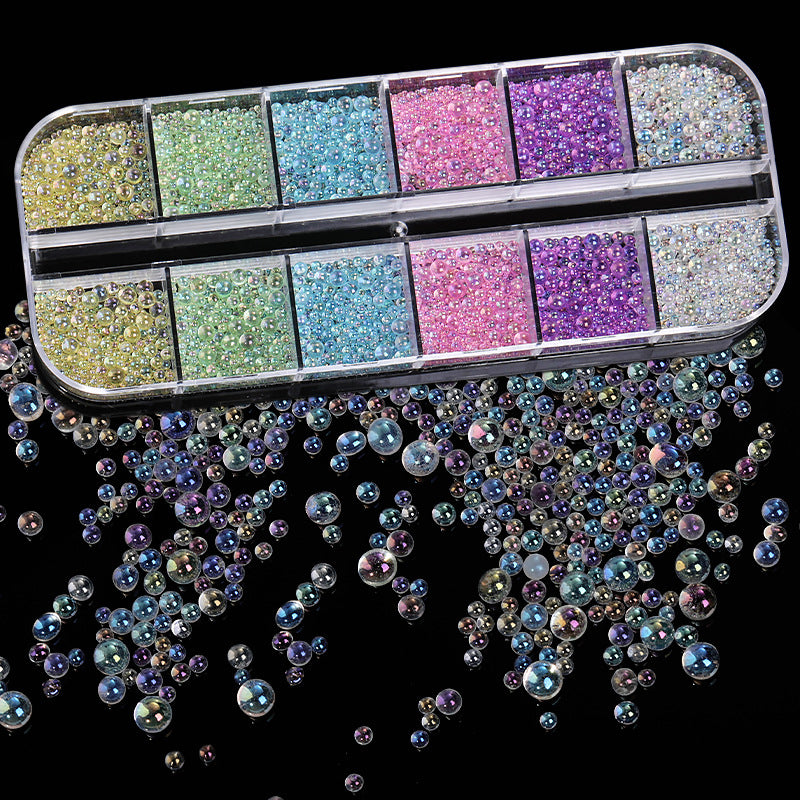 NRS030 New Symphony bead glass 6 grid 12 grid manicure blister bubble beads DIY crystal nail art