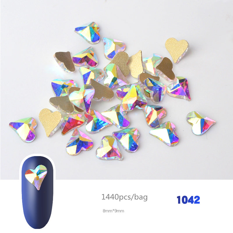 NRS019 Crystal AB 3D Nail Art Rhinestones Gem 1440pcs/bag Flatback Stones DIY Decorations Manicure Diamond Jewelry Different Shapes
